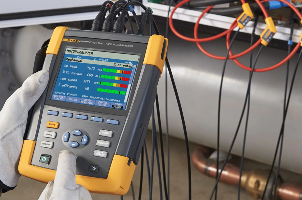  A Fluke tester being used on wire maps for network testing, ensuring optimal performance and reliability.